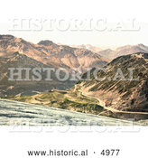 Historical Photochrom of Stilferjoch, Stilfer Joch, Ferdinandshoshe and Mountains of Silvretta, Tyrol, Austria by Al