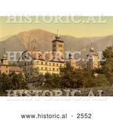 Historical Photochrom of Stockalper Palace at Brigue, Valais, Switzerland by Al