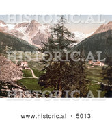 Historical Photochrom of Sulden, the Schontauftspitze, Schontaufspitze and Suldenspitze, Tyrol, Austria by Al