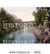 Historical Photochrom of Swans on the Water near the Valley Bridge in Scarborough North Yorkshire England UK by Al