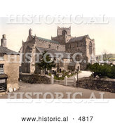 Historical Photochrom of the 12th Century Cartmel Priory Church in Cartmel, Cumbria, England by Al