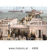 Historical Photochrom of the Admission Stand, Baths and Steamers at the Clacton Pier in Clacton-on-Sea, Essex, England, UK by Al