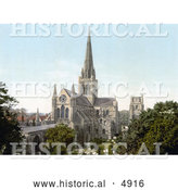 Historical Photochrom of the Angelican Chichester Cathedral in Chichester, West Sussex, England by Al
