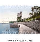 Historical Photochrom of the Appley Tower in Ryde Isle of Wight England UK by Al