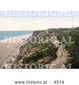 Historical Photochrom of the Beach and Cliffs at Overstrand Norfolk England by Al