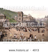 Historical Photochrom of the Beach at Scarborough North Yorkshire England UK by Al