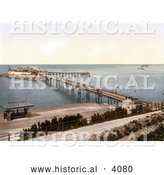 Historical Photochrom of the Birnbeck Pier on the Bristol Channel in Weston-super-Mare North Somerset England UK by Al