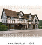 Historical Photochrom of the Birthplace of William Shakespeare in Stratford Warwickshire by Al