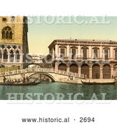 Historical Photochrom of the Bridge of Sighs, Venice, Italy by Al