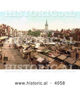 Historical Photochrom of the Bustling Market in Yarmouth Norfolk England UK by Al