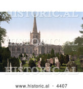 Historical Photochrom of the Cemetery at the Holy Trinity Church in Stratford-on-Avon Warwickshire England by Al