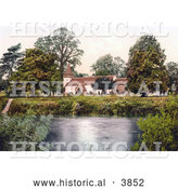 Historical Photochrom of the Church Graveyard on the Banks of the River Dixton Ferry Monmouth Wales Monmouthshire England UK by Al