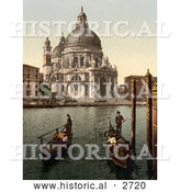 Historical Photochrom of the Church of Salute, Venice, Italy by Al