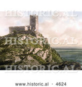 Historical Photochrom of the Church of St Michael on Top of Brent Tor, Brentor, Dartmoor, Devon, England by Al