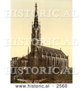 Historical Photochrom of the Church of Unterstrasse in Zurich, Switzerland by Al