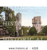 Historical Photochrom of the Clock Tower Gateway on the Interior of the Warwick Castle in Warwick Warwickshire England UK by Al