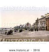 Historical Photochrom of the Esplanade by the Beach in Redcar North Yorkshire England UK by Al