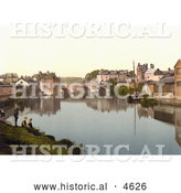 Historical Photochrom of the Exe Bridge in Exeter Devon England by Al