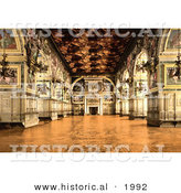 Historical Photochrom of the Gallery of Henry II at the Fontainebleau Palace by Al