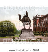 Historical Photochrom of the Gordon Memorial Statue at the Brompton Barracks Showing General Charles Gordon on a Camel in New Brompton Kent England UK by Al
