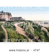 Historical Photochrom of the Grand Hotel on the Leas in Folkestone, Kent, England by Al