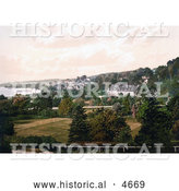Historical Photochrom of the Grange Hotel or the Thornfield House in Grange-over-Sands Cumbria England by Al