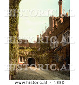 Historical Photochrom of the Hampton Court Palace Gateway by Al
