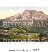 Historical Photochrom of the Hotel and Croda Rossa, Platzweisen, Tyrol, Austria by Al