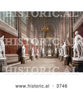 Historical Photochrom of the Interior of St Stephen’s Hall with Statues in the Houses of Parliament London England UK by Al