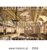 Historical Photochrom of the Interior of the Grand Concert Hall in Zurich by Al