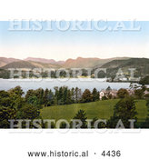 Historical Photochrom of the Lake and Langdale Pikes in the Great Langdale Valley in Windermere, Cumbria, Lake District, England by Al