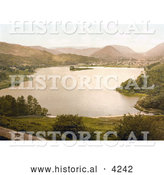 Historical Photochrom of the Lakefront Village of Grasmere Lake District Cumbria England UK by Al
