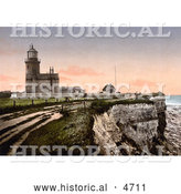 Historical Photochrom of the Lighthouse of Hunstanton in Norfolk England by Al