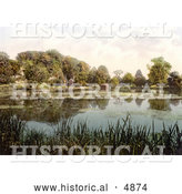 Historical Photochrom of the Lodge on Swanbourne Lake on the Grounds of the Arundel Castle, West Sussex, England by Al