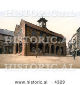 Historical Photochrom of the Market Hall in Herefordshire, Ross-on-Wye, England by Al