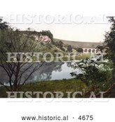 Historical Photochrom of the Midland Railway Headstone Viaduct over the River Wye in Monsal Dale Derbyshire England by Al