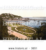 Historical Photochrom of the Park Gardens and Waterfront Buildings on the Harbour in Torquay Torbay Devon England UK by Al