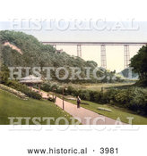 Historical Photochrom of the Path Through the Gardens near the Viaduct in Saltburn-by-the-Sea Redcar and Cleveland North Yorkshire England UK by Al