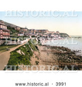 Historical Photochrom of the Promenade and Bay of Ventnor Isle of Wight England UK by Al