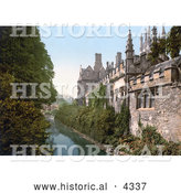 Historical Photochrom of the River Cherwell Along the Magdalen College in Oxford Oxfordshire England by Al