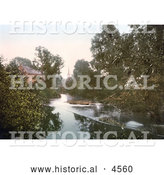 Historical Photochrom of the River Monnow in Monmouth Wales Monmouthshire Gwent England UK by Al