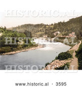 Historical Photochrom of the River Wye Flowing Through Symonds Yat in the Forest of Dean England by Al