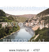Historical Photochrom of the River Wye in Monsal Dale, Water-come-Jolly, Derbyshire, England by Al