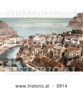 Historical Photochrom of the Roxby Beck River Through the Village of Staithes in North Yorkshire England UK by Al