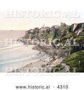 Historical Photochrom of the Ruins of the Tynemouth Priory on the Pen Bal Crag in Tynemouth Newcastle England by Al