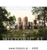 Historical Photochrom of the Ruins of Wilton Castle in Herefordshire, England by Al