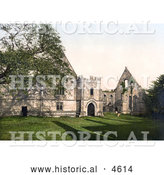 Historical Photochrom of the Ruins of Wingfield Manor in Derbyshire East Midlands England by Al