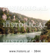 Historical Photochrom of the Seven Sisters Rocks on the River Wye in Monmouth Wales Monmouthshire England UK by Al