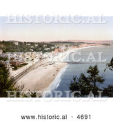 Historical Photochrom of the South Devon Railway Sea Wall and Seafront Buildings in Dawlish Devon England by Al