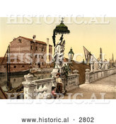Historical Photochrom of the Statue of Madonna, Chioggia, Venice by Al